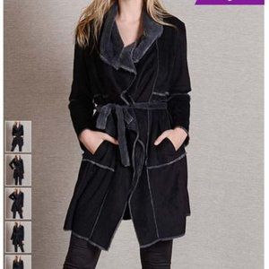 Shearling look belted jacket